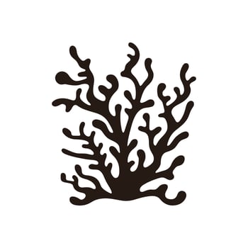 A Seaweed vector silhouette isolated on a white background, A silhouette of a Sea coral Vector