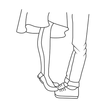 Hand drawn illustration with legs of couple in love poster with a vector illustration of a dancing couple legs on a date