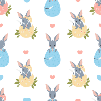 Easter Seamless pattern. Cute Australian bilby with eggs png
