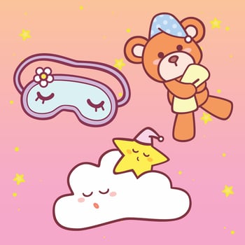 Sweet Dream Lullaby Bedroom Cute Girly Cartoon design vector art