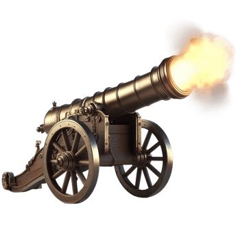 AI generated Medieval canon firing isolated on transparent background. AI Generated png