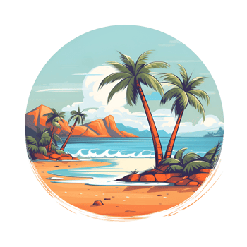 AI generated The Beach View Artistic Style Illustration Cartoon Style Painting Drawing No Background Perfect for Print on Demand Merchandise png
