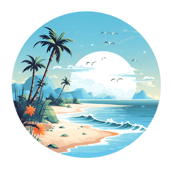 AI generated The Beach View Artistic Style Illustration Cartoon Style Painting Drawing No Background Perfect for Print on Demand Merchandise png