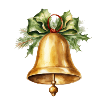 AI generated Christmas golden bell png