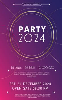 Party 2024 poster banner templates elegant modern dark vector