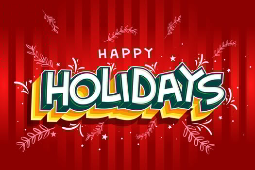 Vector Graphic Happy Holidays lettering design in graffiti style. Colorful greeting text