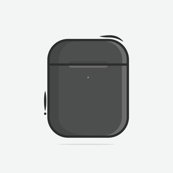 Black wireless earbuds case digital earphones vector