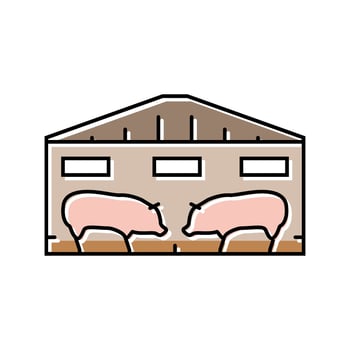 pigsty farm animal color icon vector illustration