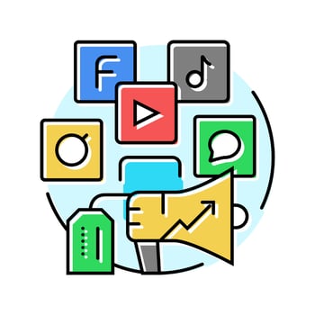 social media tools color icon vector illustration