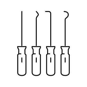 pick and hook garage tool line icon vector illustration