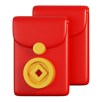 Ang pao red envelope or pocket. Chinese new year elements icon. 3D rendering png
