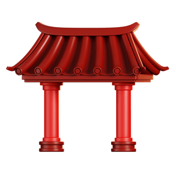 Red Chinese gate. Chinese new year elements icon. 3D rendering png