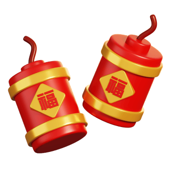 Chinese firecrackers decoration. Chinese new year elements icon. 3D rendering png
