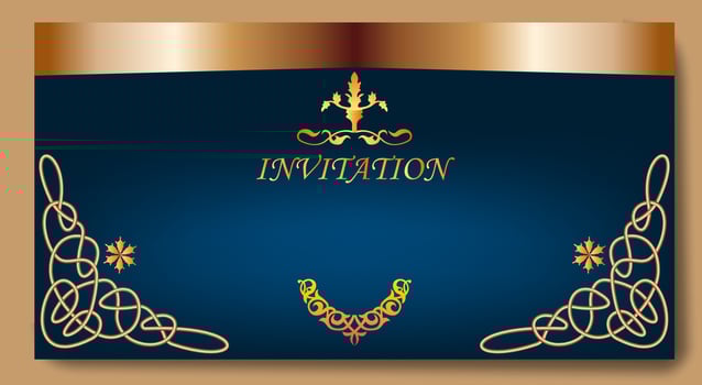 Vintage Greeting card design with abstract ornaments and dark blue background. Vector illustration eps10