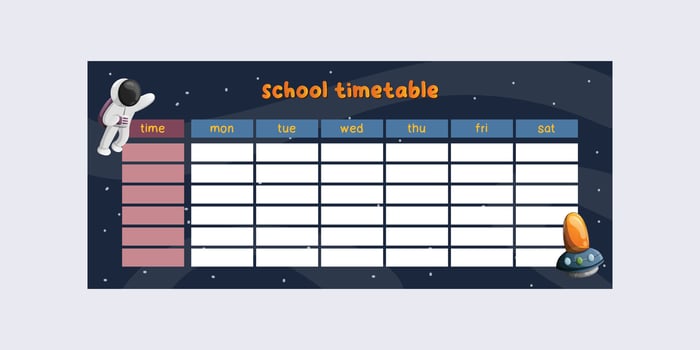 galaxy school timetable template vector