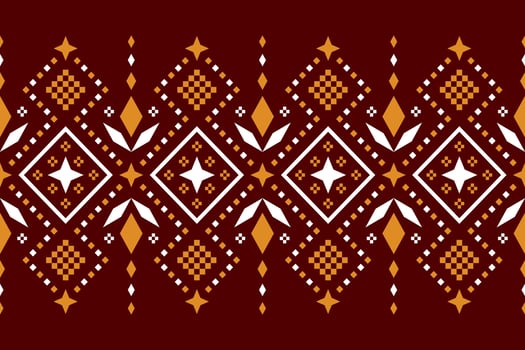 Red Cross stitch colorful geometric traditional ethnic pattern Ikat seamless pattern abstract design for fabric print cloth dress carpet curtains and sarong Aztec African Indian Indonesian vector