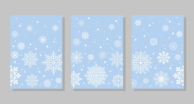 Winter backgrounds with snowflakes and snow, frames. Vector illustration. Social media banner template for stories, posts, blogs, cards.