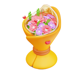 3d illustration of bunch flowers png