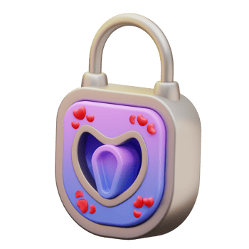 3d illustration of love padlock png