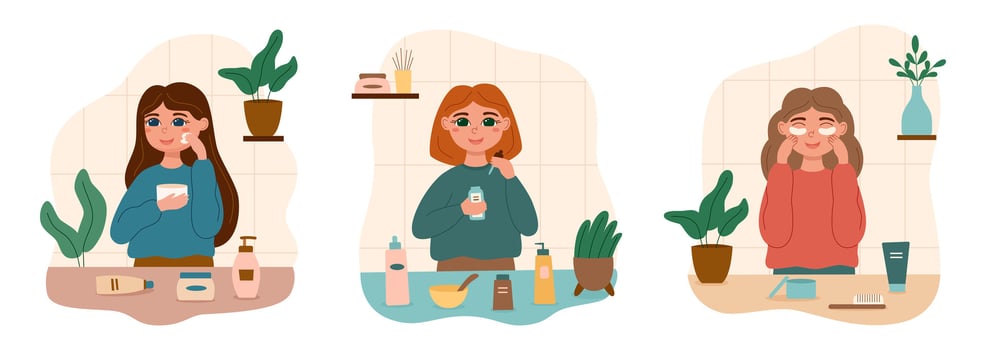 Woman skin care set vector
