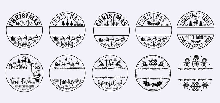 Christmas Family Monogram bundle, Christmas Sign vector for print or cut