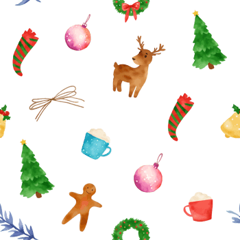 Watercolor christmas seamless pattern png