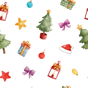 Cute watercolor christmas seamless pattern png