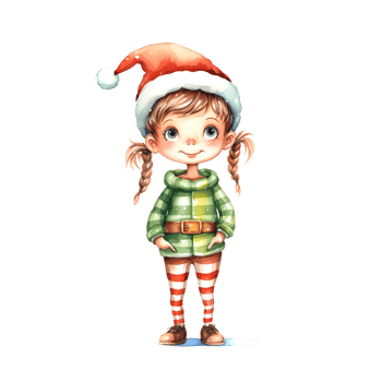 AI generated Watercolor Christmas Elf. Clipart. AI generated. png