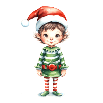 AI generated Watercolor Christmas Elf. Clipart. AI generated. png