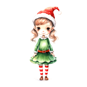 AI generated Watercolor Christmas Elf. Clipart. AI generated. png