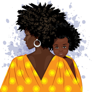 Mother and child African Americans cute portrait stylish fashionable mothers day template vector illustration vector