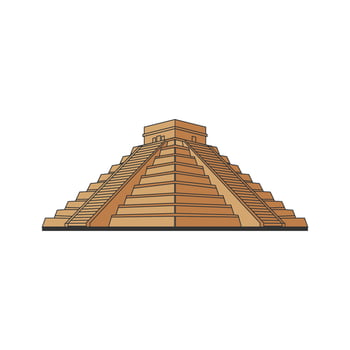 Famous Ancient Mexican or Peru Chicen Itza Aztec Mayan Pyramid on White Background  Illustration vector