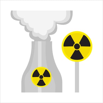 radiation board with radiation in chimney illustration vector