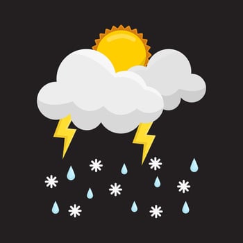 sun with cloud rain illustration vector