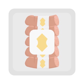 sausage egg  grill in frozen food in packaging box illustration vector