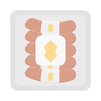 sausage egg  grill in frozen food in packaging box illustration vector