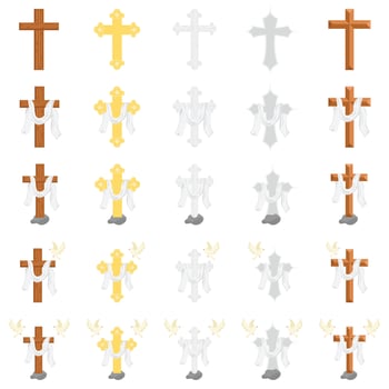 christian cross religious pack  illustration vector