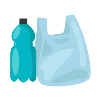 plastic bag recycling with bottle plastic illustration vector