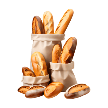 AI generated Bread in Paper Bags Isolated on Transparent Background png