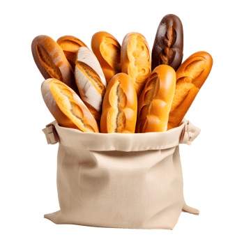 AI generated Breads in a Paper Bags Isolated on Transparent Background png