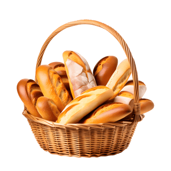 AI generated Basket of Bread Isolated on Transparent Background png