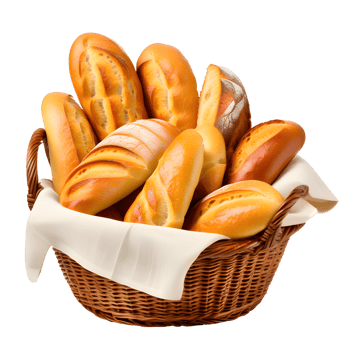 AI generated Bread in Basket Isolated on Transparent Background png