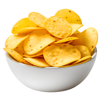 AI generated Potato Chips in a Bowl Isolated on Transparent Background png