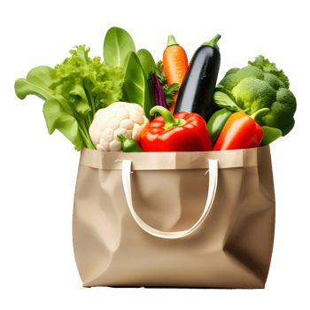 AI generated Vegetables in Paper Bag Isolated on Transparent Background png