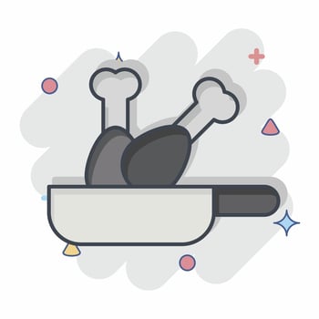 Icon Fried. related to Cooking symbol. comic style. simple design editable. simple illustration vector