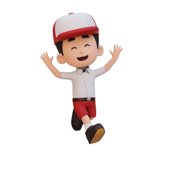 3D cute boy in jumping pose png