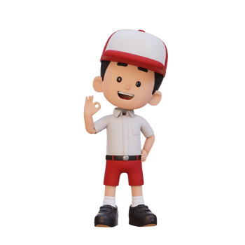 3D cute kid give ok sign png