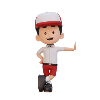 3D kid character laying on transparent wall png