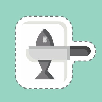 Sticker line cut Chopped Fish. related to Cooking symbol. simple design editable. simple illustration vector