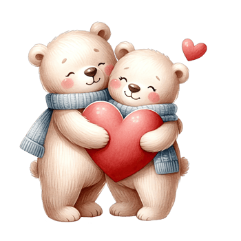 AI generated Valentines Day couple teddy bear hug red heart png